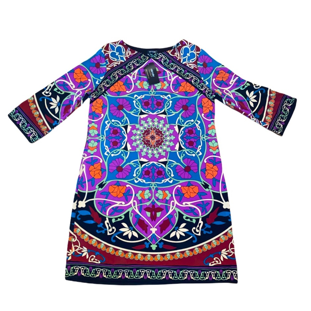 🆕NICOLE MILLER Colorful Shift Dress, Size 14